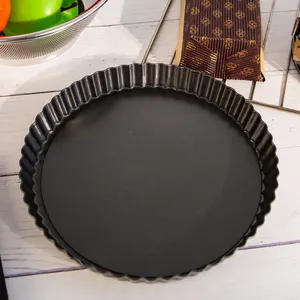 8 Inch Fruittaart Taart Bakproducten Zwarte Anti-Aanbakvorm Eiertaart Pizzabord Rond Koolstofstaal Bakken Brood Pizza Pan Cakevormen