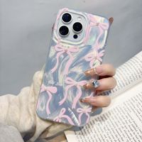 Coque de téléphone pour iPhone 17 Pro Max, motif plume de gazelle IMD rose avec nœud et perles, design créatif pour fille