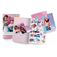 Carnet d'autocollants bio A5 en coton 100% pour 4-6 ans, thème carton WOW Generation