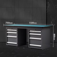 Armoire à outils d'atelier industrielle avec tiroirs, armoire de rangement pour garage et atelier, table de travail en acier