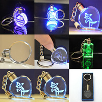 Fabricant de gros logo de voiture personnalisé Gravure laser 3D Light Up Keychain K9 Led Crystal Key Chain