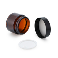 Luxe 5g 10g 15g 1oz 2oz 4oz 6oz Ambre Lotion D'onguent de Crème pour Le Visage Cosmétique Bocaux En Verre Noir Couvercle Blanc
