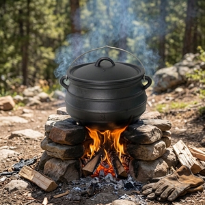 Marmite de cuisson de haute qualité 8L pour camping <span class=keywords><strong>en</strong></span> <span class=keywords><strong>plein</strong></span> air, potjie <span class=keywords><strong>en</strong></span> fonte sans pieds 8,4 QT, <span class=keywords><strong>pot</strong></span> <span class=keywords><strong>sud</strong></span>-africain avec couvercle - Product Image 1