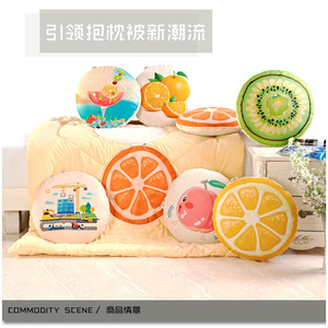 Coussin rond imprimé fruits Yisidan en lin et coton, coussin décoratif confortable pour dossier de siège de voiture - Product Image 1