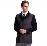 Caban en laine manteau de veste en laine militaire d'hiver pour hommes caban noir