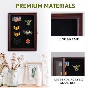 11 \ "X15 \" rắn gỗ khung ảnh Huy hiệu quân sự huy chương pin hiển thị trường Hợp Bộ sưu tập hiển thị hộp bóng UV bảo vệ nhựa - Product Image 2