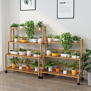 Bamboo Flower Stand Multi Tiered Indoor Plant Rack Freestanding Rectangular For Living Room Balcony Decorative <b>Planter</b> Shelf - Product Image 4