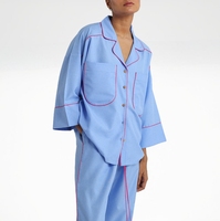 Nouveauté spéciale printemps automne femmes 100% coton popeline ensemble de vêtements de nuit 3/4 manches pyjamas dames lin 2 pièces pyjama ensemble