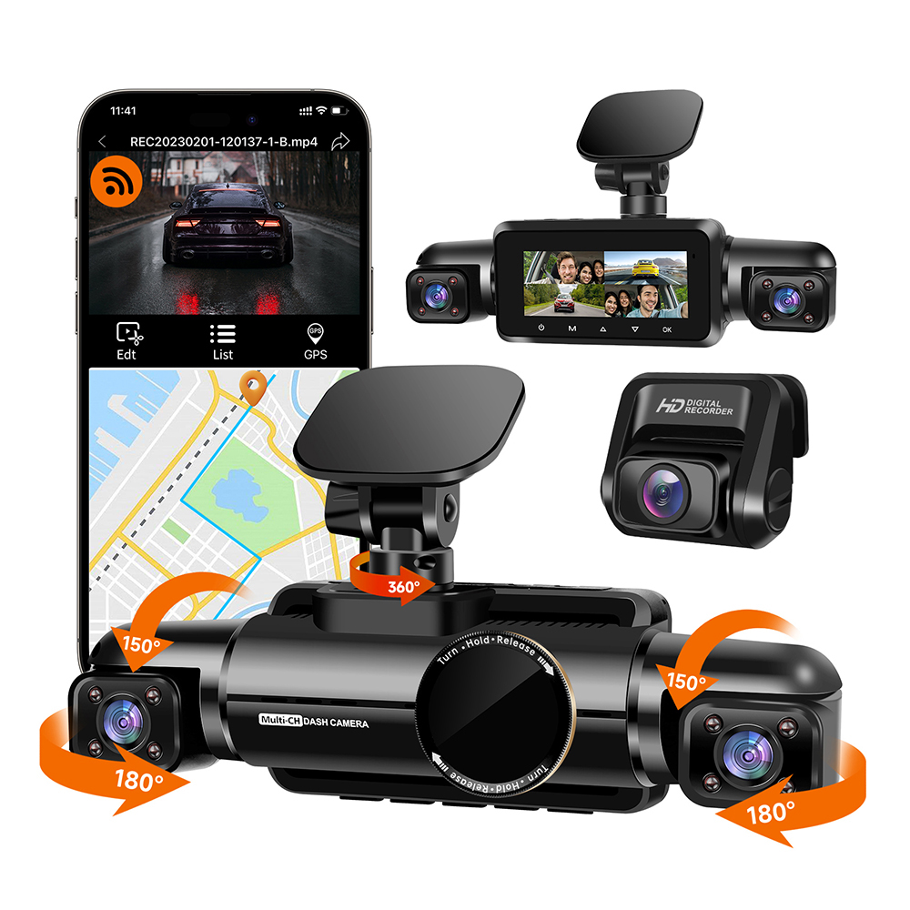 JHK N700 3K 1080P Voice Control Built in WiFi GPS Night Vision 4 Channels Dash Cam for Car