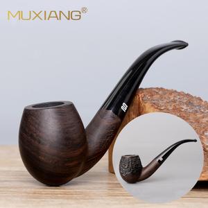 Muxiang Wooden Tobacco Pipe Bent Type Handcrafted Ebony Wood Grain Smoking Pipe For Personal Gift - Product Image 1