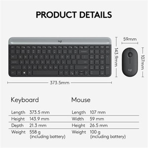 Ensemble clavier et souris pour ordinateur portable MK470, clavier sans fil fin USB, souris optique silencieuse 1000 DPI - Product Image 4