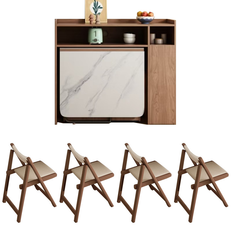 1 mesa, 4 sillas (losa de roca) + mueble bajo
