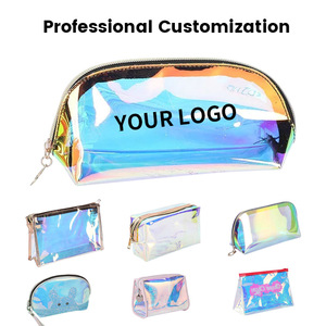 Bán Buôn Dây Kéo Mỹ Phẩm <span class=keywords><strong>Pouch</strong></span> Túi Du Lịch Không Thấm Nước Trang Điểm Bàn Chải Túi Biểu Tượng Tùy Chỉnh PVC Holographic Rõ Ràng Túi Mỹ Phẩm Cho Phụ Nữ - Product Image 4