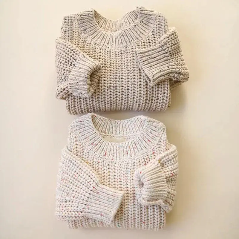 Maglioncino girocollo in cotone lavorato a maglia per bambini
