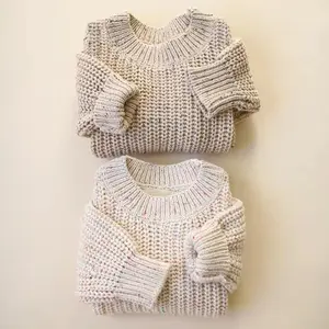Nouveau pull-over en coton tricoté à col ras du cou pour enfants personnalisé tricots