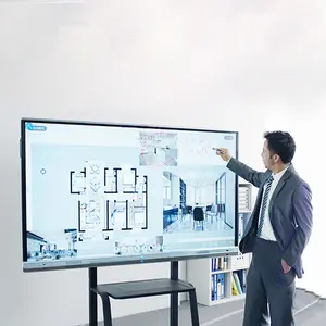 Papan Tulis Interaktif, 98 ''4K UHD, Panel Datar, Tampilan Digital, Papan Tulis Interaktif, Papan Pintar untuk Pertemuan Zoom