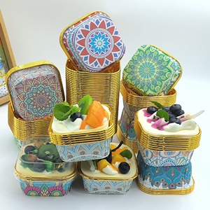 Meilleures ventes de moules à <span class=keywords><strong>pâtisserie</strong></span> jetables Beigu, style bohème, bord doré, carrés, personnalisables, gobelets en papier pour gâteaux et muffins, four - Product Image 4