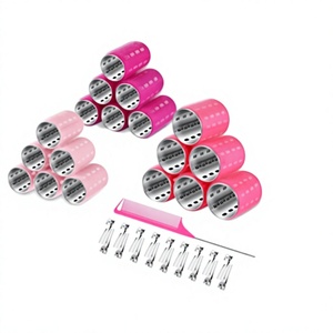 Ensemble de fers à boucler en nylon à cœur en aluminium LED, tailles grande, moyenne et petite, et ensemble de pinces à boucler à cœur argenté rose - Product Image 1