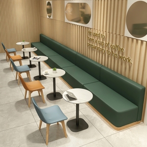 Divani Moderni Minimalisti Multi-posto per Negozi di Tè, Ristoranti Occidentali, Bar di Caffè, Caffetterie; Tavoli in Legno Massello - Product Image 3