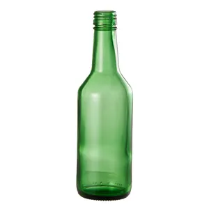 ओईएम बेस्ट सेलिंग सुजो कोरिया राउंड ग्रीन ग्लास बोतल 330 मिलीलीटर रीसाइक्लेबल ग्लास बीयर बोतल मेटल कैप के साथ