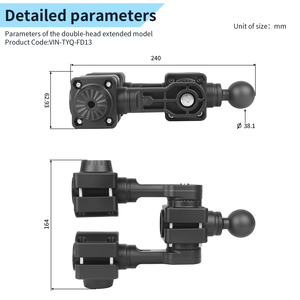 Support à boule de 1,5 pouce pour transducteur sonar et bras réglable VIN-TYQ-FD13 - Product Image 2