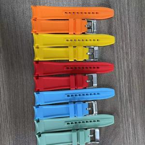 Factory Wholesale Stainless Steel Buckle Silicone Watch <b>Strap</b> for 20mm 22mm Curved End Sport Waterproof Pin Buckle - Product Image 5