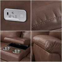 Canapé en cuir rétro inclinable électrique deux places moderne USB Table basse porte-gobelets sièges de salon ultra confortables en bois