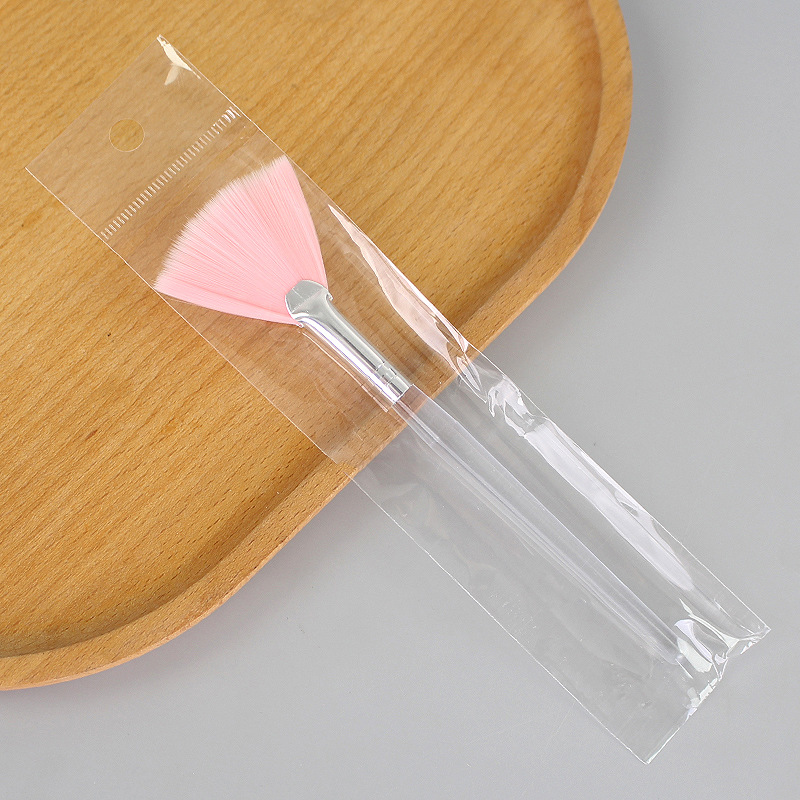 Cepillo de abanico para cabello en polvo con varilla transparente, embalaje individual