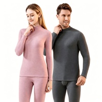 Sous-vêtements thermiques antibactériens en cachemire et soie, col roulé, manches longues, haut et pantalon doublés polaire, réduisant la fièvre