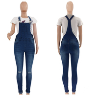 Pantalon en jean skinny à taille mi-haute pour femme, avec revers retroussé, pantalon en jean Gallus, salopette avec bretelles