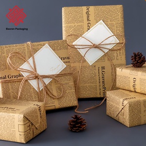 Baoren Retro Custom English Newspaper Style Gift Floral Wrapping <b>Paper</b> Recycled Craft <b>Paper</b> Eco-Friendly Craft Packaging - Product Image 4