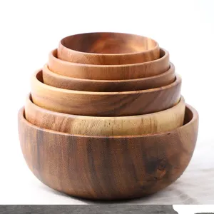 Acacia Wood Plates Kitchenware Solid Acacia Wooden Salad Bowl