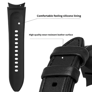 Bracelet de montre universel en cuir et silicone à dégagement rapide pour Samsung Galaxy Watch 4 5 42mm 46mm – Vente en gros - Product Image 4
