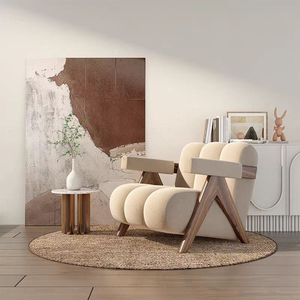 Sillón Individual Nórdico Simple <span class=keywords><strong>de</strong></span> Tela <span class=keywords><strong>de</strong></span> Terciopelo para Ocio con Patas <span class=keywords><strong>de</strong></span> Madera Maciza para Recepción o Sala <span class=keywords><strong>de</strong></span> Estar - Product Image 3