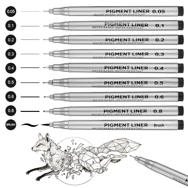 0.1/0.3/0.5/0.8mm Micron penna calligrafia pennello penna Fineliner impermeabile archivio inchiostro illustrazione disegno penne per schizzi