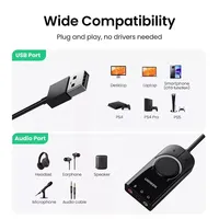 UGREEN USB-Soundkarte Externe Soundkarte mit Lautstärke regler USB auf 3,5-mm-Buchse Audio-Adapter für Windows