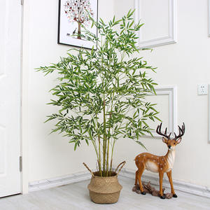 Planta de Bambú Artificial al por Mayor, Decoración Navideña y de Acción de Gracias para el Hogar, Hojas de Seda Verdes, Alta Simulación, Tacto Natural - Product Image 4