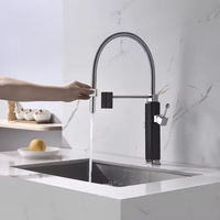 Robinet mitigeur d'évier de cuisine moderne en laiton à levier unique, robinet mitigeur rouge monté sur le pont, noyau de valve en céramique à col flexible à trou unique