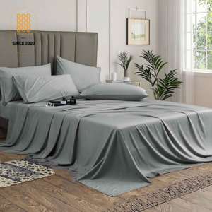 Bộ ga trải giường làm mát cho giường cỡ <span class=keywords><strong>Queen</strong></span>, chất liệu viscose từ tre, thoáng khí & mềm mại, túi sâu lên đến 16 inch, chất liệu lụa mềm mại - Product Image 3