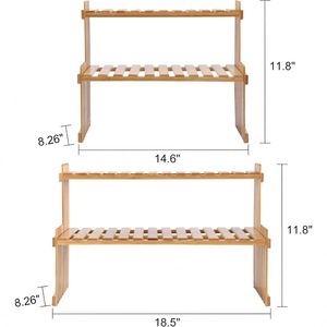 <b>Mini</b> Bamboo Desktop Flower Stand 2 Tier Storage Rack For <b>Desk</b> Office Windowsill Planter - Product Image 3