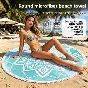 Toalla de Playa y Baño Redonda de Microfibra Gruesa con Diseño Deportivo, Antiadherente, Cálida, para Adultos, Regalo - Product Image 4