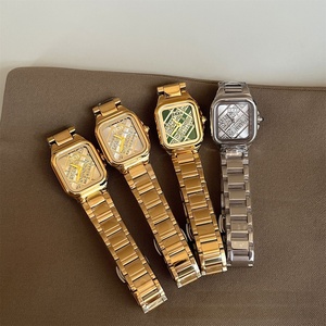 Trendy Luxury Women's Custom Wristwear Square Round <b>Watches</b> Stainless Steel Wristwatch Gold Quartz <b>Watches</b> for Ladies - Product Image 5