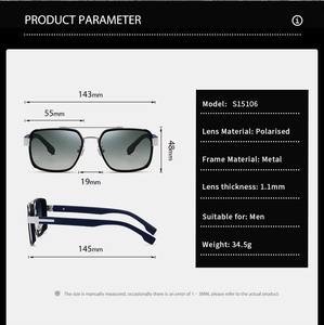 Lunettes de soleil polarisées de luxe <span class=keywords><strong>2026</strong></span> tendance, monture carrée en métal, logo personnalisé, protection UV400, pour hommes et femmes - Product Image 2