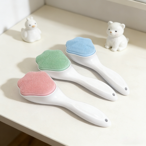 Silicone Recyclable Manual <strong>Scrub</strong> Brush Long Handle Soft Hair Facial Wash Massage Gemstone <strong>Watch</strong> Care Body Cleaning - Product Image 5