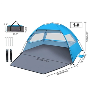 Carpa de Playa Extensible de Instalación Instantánea con 3 Ventilaciones, Protección Solar, Impermeable, Protección UV, Carpa de Camping para Exteriores - Product Image 2