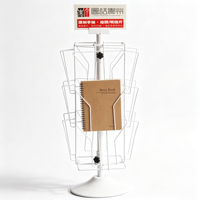 Support de présentation rotatif en métal pour bureau, avec poches en fil métallique, pour papeterie, carnets, autocollants, cartes postales et accessoires