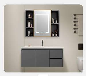 Mueble de Baño Moderno de Lujo con Espejo Inteligente con Luz LED, Gabinete de Madera Maciza con Acabado Lacado, Opción de MDF Ecológico - Product Image 3