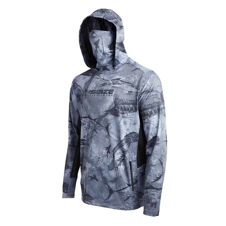 Custom Waterproof Quick Dry Sublimated UV Protection Wholesale Fishing Hoodie Men's Tournament Fishing Shirts