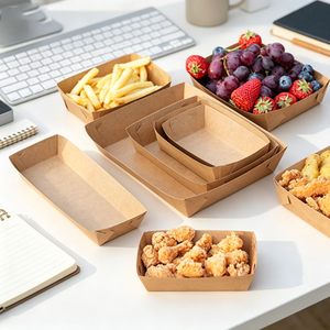Barquettes pliables en papier kraft, contenants jetables à ouverture supérieure pour frites, poulet frit, saucisses - Product Image 4