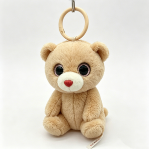 Custom Teddy bear plush keychain, Small brown bear stuffed animal <b>keyring</b>,Bear plush backpack charm - Product Image 1